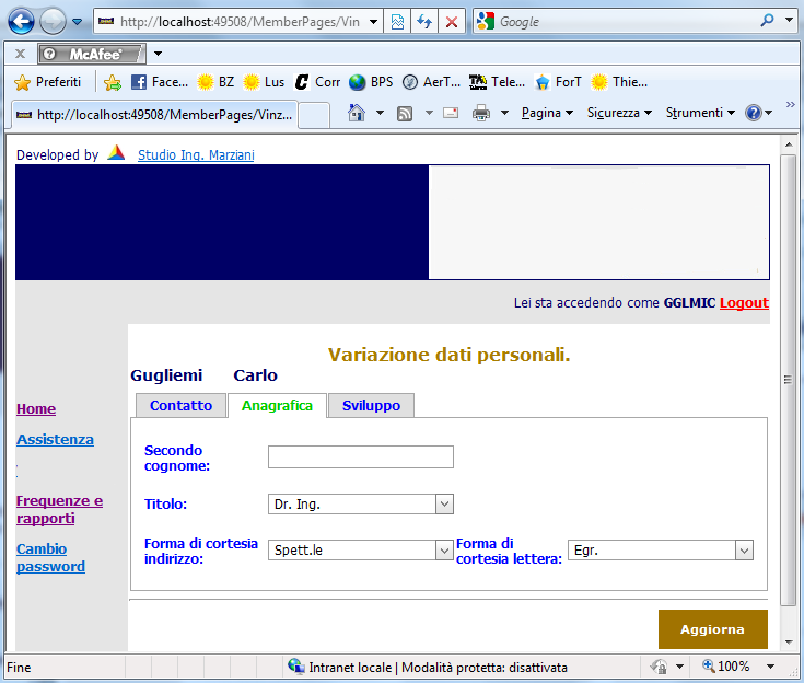 Form di variazione dati